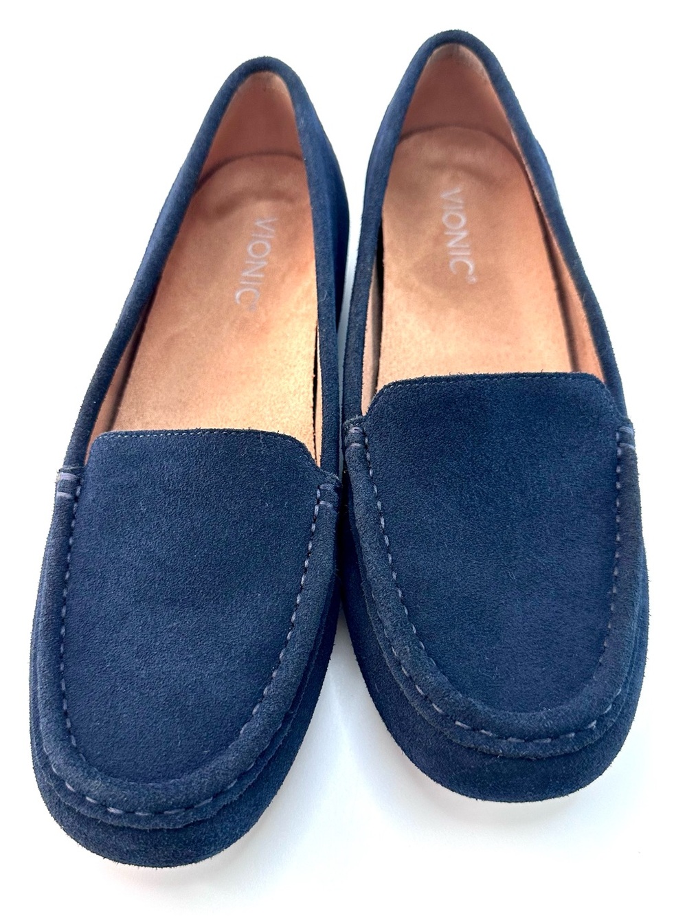 Vionic Debbie Suede Moccasin Loafers Comfort Flats Size 9 Blue